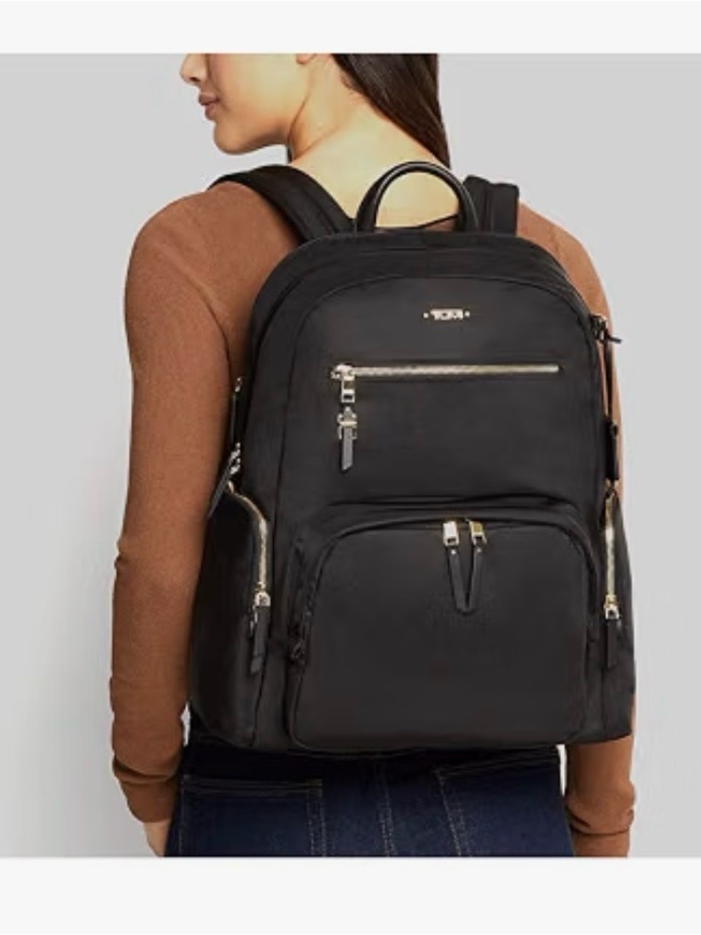 TUMI Voyageur Halle Backpack in Black Nylon with Gold-Tone Hardware - Picture 3 of 13